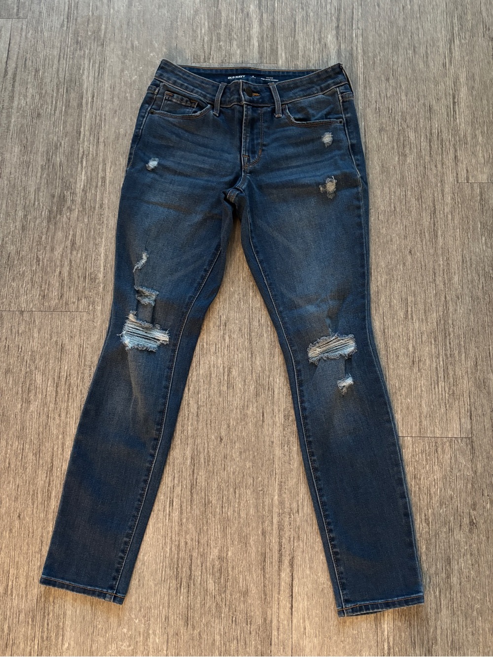 Old Navy Dark Blue Distressed Skinny Jeans for Women